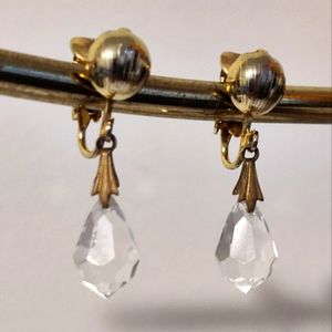 Vintage Crystal Briolette Tear Drop Earrings